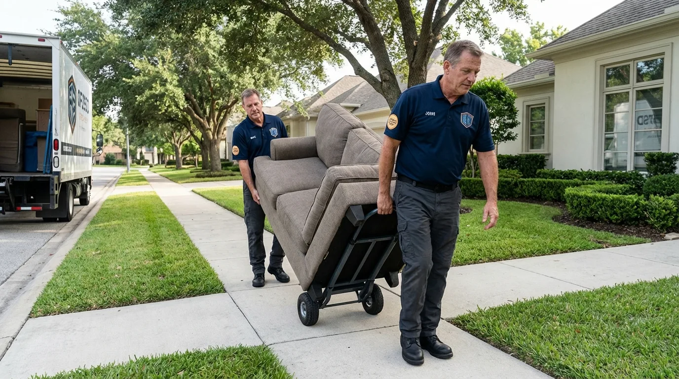 Local residential moving crew loading furniture in Calhoun, GA